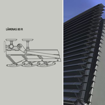 MetalShield Plafond Controsol, sistema metalshield de lâminas reguláveis para sombreamento arquitetónico