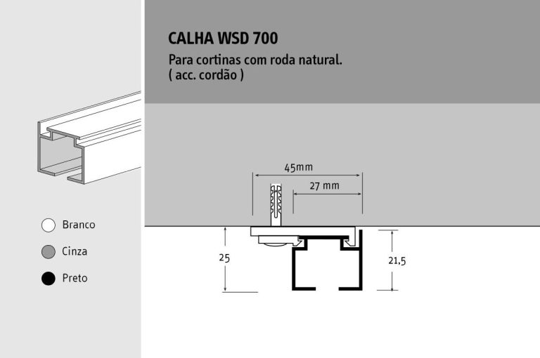 calha de cortina wsd700