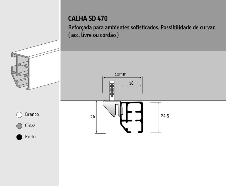 calha para cortina sd470