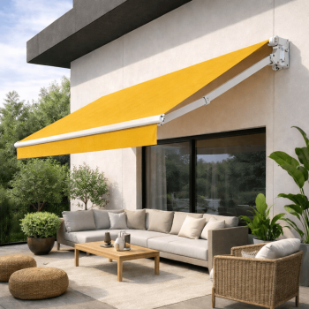 Toldo de Braços Articulados com Dupla Barra de Torção em moradia, proteção solar para terraço