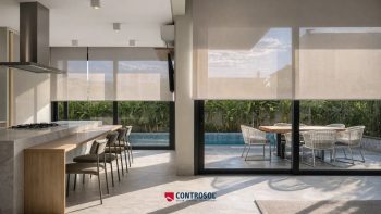 Estores de rolo em ambiente interior ilustrando glossário de estores