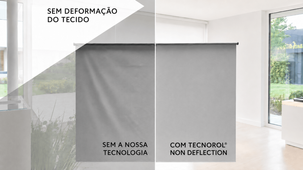 Imagem ilustrativa da tecnologia Non Deflection em estores de rolo da Controsol