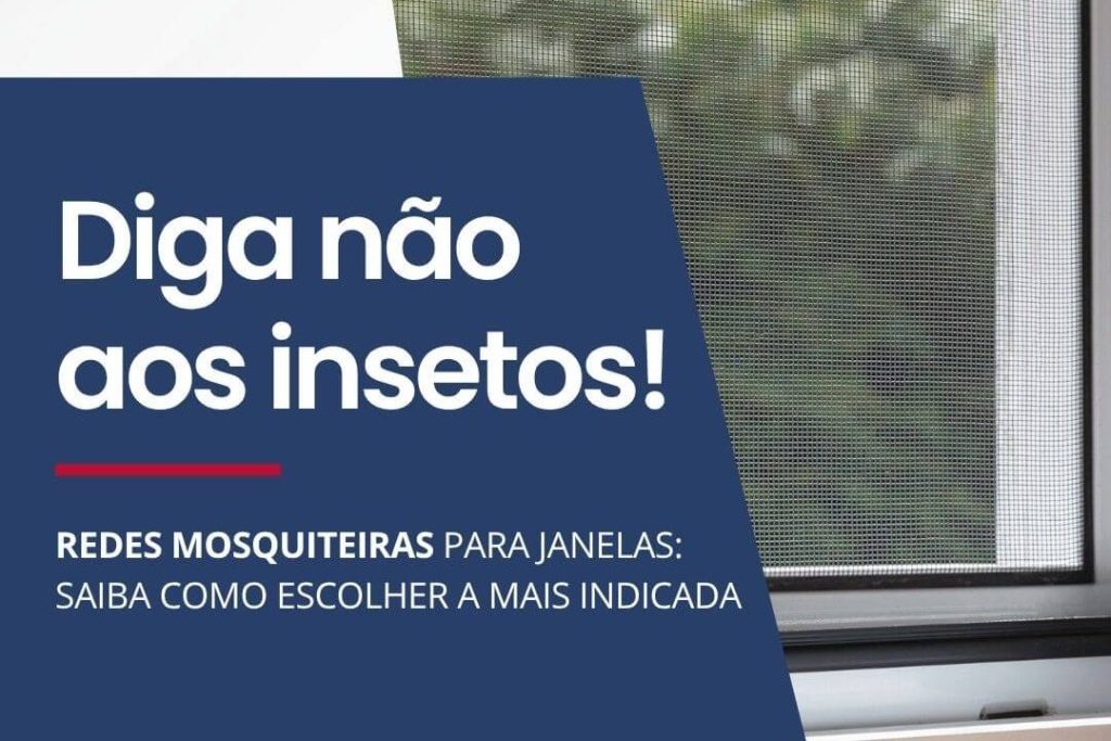Imagem promocional da rede mosquiteira da Controsol numa janela, com mensagem de proteção contra insetos.